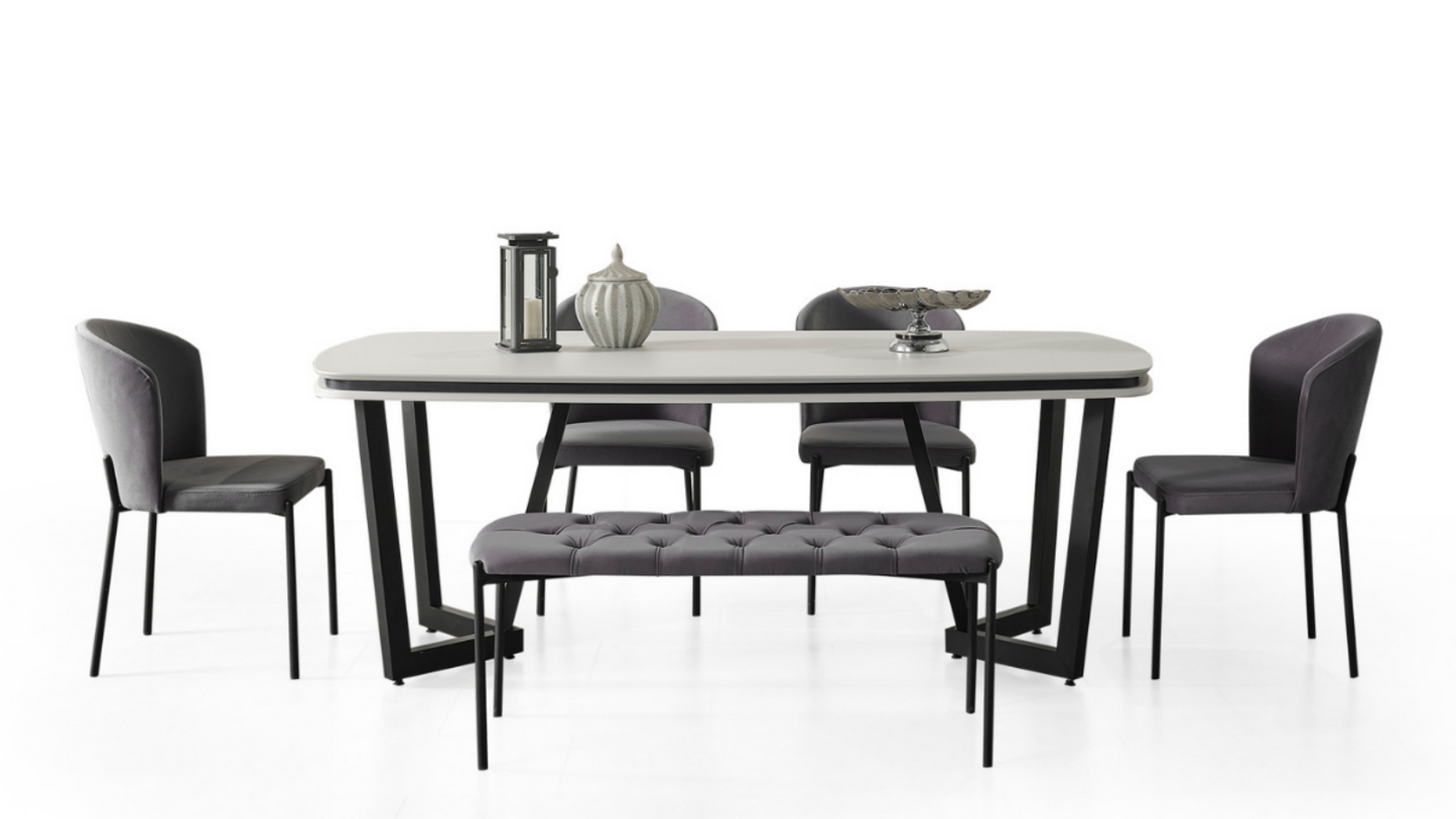 Tesla Yemek Odası Beyaz-Siyah